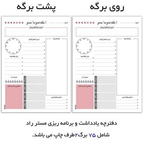 تصویر کاغذ یادداشت مستر راد مدل نوت پد طرح پلنر روزانه تایم باکس کد timebox 1641 