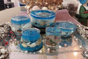 تصویر شمع کامل عروس اقیانوس مجموعه ۵ عددی - آبی اقیانوسی candle panah