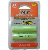 تصویر باتری قلمی AA شارژی سرتخت پلیت دار 1.2 ولت 3000 میلی آمپر MP (پک دوتایی) 