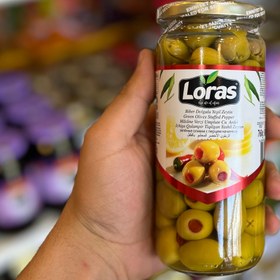 تصویر زیتون سبز مغز فلفلی 