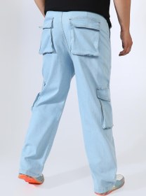 تصویر شلوار جین کارگو مردانه آبی روشن برند instafab plus Men's Light Blue Utility Cargo Denim Jeans