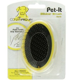 تصویر برس نرم کننده پرو پت-ایت نقره‌ای/زرد/مشکی برند conair Pro Pet-It Slicker Brush Silver/Yellow/Black