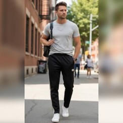 تصویر اسلش بگ مشکی مدل DIESEL دو نوار کنفی - XL 