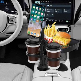 تصویر جا لیوانی و نگهدارنده غذا مخصوص خودرو گرین لاین مدل Cup Holder & food tray GNMLFNCTRAY Green Lion car cup holder with a food tray