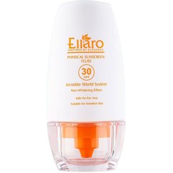 تصویر فلوئید ضد آفتاب فیزیکال SPF30 بی رنگ الارو مناسب پوست حساس حجم 50 میلی لیتر Ellaro SPF30 Physical Sunscreen Fluid 50 ml