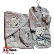 تصویر سرویس حوله نوزادی ۵ تیکه مادرکر MOTHERCARE مدل: SCARF BEAR GRI 