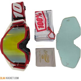 تصویر عینک موتور سواری کراسی قرمز | برند 100% کد 32 red motorcycle riding glasses 100% code 32