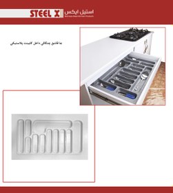 تصویر جاقاشقی چنگالی داخل کابینت پلاستیکی(فایبرگلس) سفید 