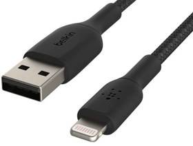 تصویر کابل شارژ USB-A به لایتنینگ بلکین به طول 1 متر مدل CAA002bt1MBK Belkin USB-A to Lightning charging cable, 1 m, CAA002bt1MBK