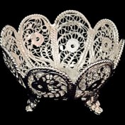 تصویر کاسه آجیل خوری ملیله کاری نقلی لبه گرد پایه کوتاه 