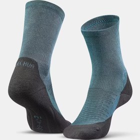 تصویر جوراب کچوا ساق بلند - 2 جفت Quechua Long Sleeve Outdoor Socks - Gray and Blue - 2 Pairs - Hike 100 