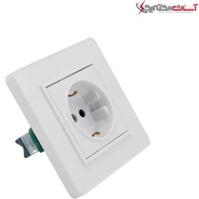 تصویر پریز ارت دار جهان الکتریک مدل ویترا سفید 