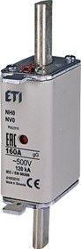 تصویر فیوز کاردی ETI ای تی آی با نشانگر 160 آمپر NH0 gG 160A/500V - سه عددی 