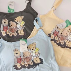 تصویر کراپ تاپ دخترانه طرح خرسی رنگی 