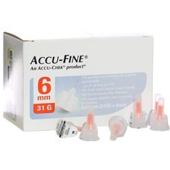 تصویر سر سوزن انسولین اکیوفاین Accu-Fine 6mm بسته 100 عددی Insulin needle Accu-Fine 6mm 100