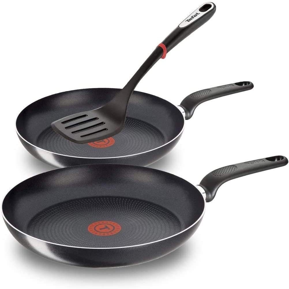 TEFAL Dark Stone 11 pc set stewpots 22/24/28 cm, saucepan 16 cm, frypans  20/28 cm, slotted spatula B491BS85