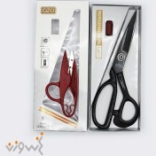 تصویر قیچی خیاطی دستی دسته مشکی 