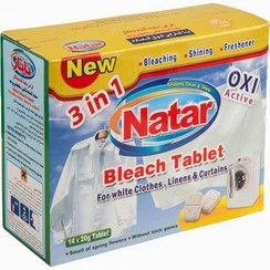 تصویر قرص سفیدکننده لباس ناتار مناسب برای لباس های سفید بسته 14 عددی Natar Bleach Tablet For White Clothes Pack Of 14