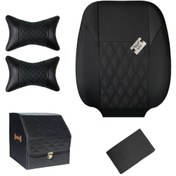 تصویر ست روکش صندلی پراید ۱۱۱ پارچه جودون مدل گوشواره ای مشکی 