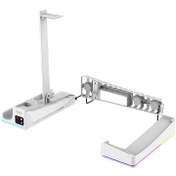 تصویر پایه شارژر افقی iPega RGB مناسب PS5 Slim - سفید 