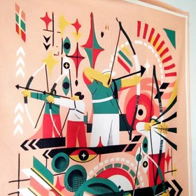 تصویر حوله ورزشی طرح تیرو کمان 