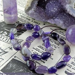 تصویر دستبند آمیتیست آبنباتی Amethyst سنگ طبیعی اصل 