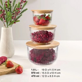 تصویر ست کاسه شیشه ای در چوبی لیمون کد 2212 limon code 2212
