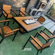 تصویر مبل باغی با میز آتشدان مستطیل مدل اوستا 