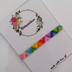 تصویر دستبند میوکی منجوقی رنگین متریال دلیکا ژاپن رنگ ثابت ضد حساسیت طول 7 سانت 