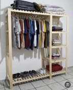 تصویر رگال لباس چوبی مدل طبقه دارجنس چوب روسی (خرید مستقیم از تولیدکننده)ارتفاع۱۸۰ درعرض۱۳۰ - خودرنگ regal wooden dresser with tiered model made of russian wood