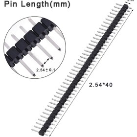 تصویر پین هدر 1x40 نری مستقیم فاصله پین 2.54 میلی متر 