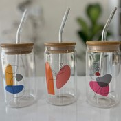 تصویر ماگ اسموتی نی دار - ۱۳ / سرخابی خاکستری / ۶ Smoothie mug