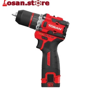 تصویر دریل پیچ گوشتی شارژی براشلس 16 ولت توسن مدل 9616BS Tosan model 9616BS 16V brushless cordless screwdriver drill