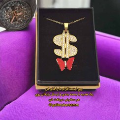 تصویر پلاک و زنجیر نگین دار گردنبند استیل آویز دخترانه زنانه 1099 Necklaces