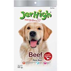 تصویر تشویقی سگ جرهای مدل میله ای طعم گوشت 70 گرم ( تقویتی ) Jerhigh Beef 70g