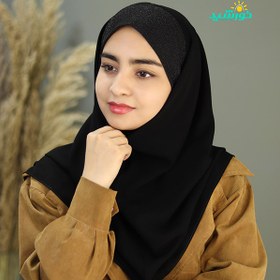 تصویر مقنعه نقاب دار شمس مشکی کد 2822 