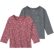 تصویر تی شرت آستین بلند نوزادی لوپیلو مدل گل دار 2024 مجموعه دو عددی - 2 تا 6 ماه 