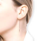 تصویر گوشواره استیل میخی مثلثی آویزدار نقره‌ای | طراحی خاص و مدرن Threader Earrings