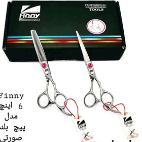 تصویر قیچی فینی پیچ بلند صورتی (6اینچ) Pink long screw finny scissors (6 inches)