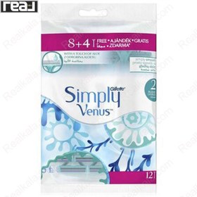 تصویر خود تراش زنانه دو لبه ژیلت ونوس 12 عدد Gillette Venus Disposable For Women 8+4 PCS