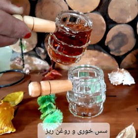 تصویر روغن ریز و سس خوری دسته چوبی طرح بشکه محصول جدید و زیبا با مزه 