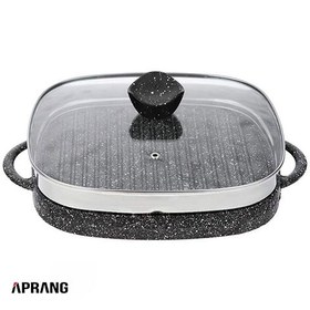 تصویر تابه گریل چدن دو طرفه نالینو مدل لورنزا | Lorenza (با درب شیشه) Nalino Lorenza Cast iron Gril Pan Size 28