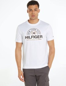 تصویر تی‌شرت مردانه آیکون هیلفیگر - کتان، سفید برند Tommy Hilfiger Men's Icon Hilfiger T-Shirt - Cotton, White