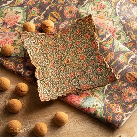 تصویر شیرینی خوری برنجی میناکاری هندی مدل پروانه سایز 2 