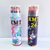 تصویر مداد رنگی کی ام تی استوانه ای 24 رنگ kmt cylindrical 24 Color pencil