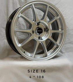 تصویر رینگ اسپرت سایز ۱۶ (۱۰پره) نقره‌ای (۴×۱۰۸) (پژو،سمند، دنا) Sport wheel size 16" silver (4×108)