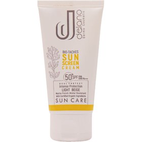 تصویر دلانو کرم ضد آفتاب رنگی +SPF50 مناسب پوست های دارای لک (بژ طبیعی) Delano Tinted Sunscreen Cream SPF50+ Bio-Taches Natural Beige