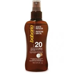 تصویر روغن برنز کننده اسپانیایی باباریا Babaria Sun Oil SPF20 حاوی عصاره نارگیل 100 میل 