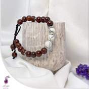 تصویر دستبند سنگ جاسپر قرمز و هائولیت کد B10 