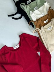 تصویر کراپ آستین بلند کمر کش کبریتی - سفید 